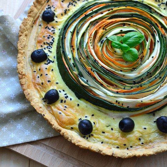 Zucchini carrot rose tart