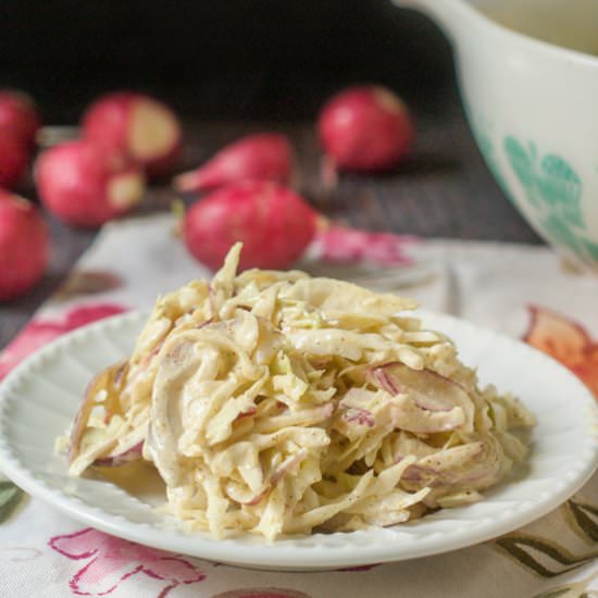 Radish & Cabbage Curried Coleslaw