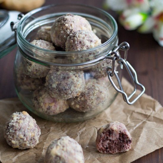 Raspberry Stracciatella Truffles