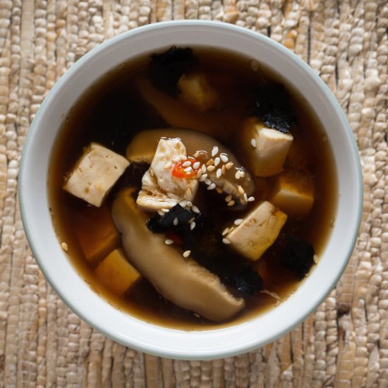 Miso Soup with Tofu and Mushrooms