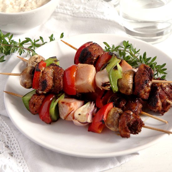 Grilled Pork and Vegetables Skewers