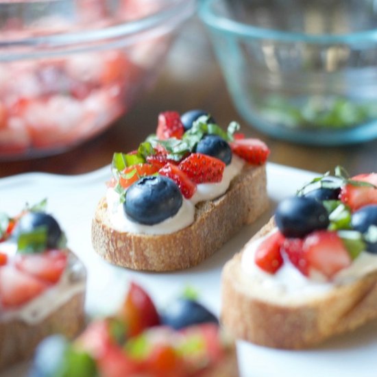 Red, White and Blueberry Bruschetta