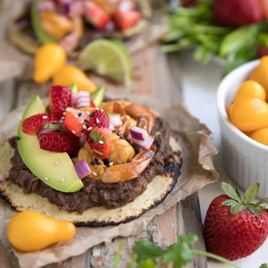 Shrimp Tostadas w/ Strawberry Salsa