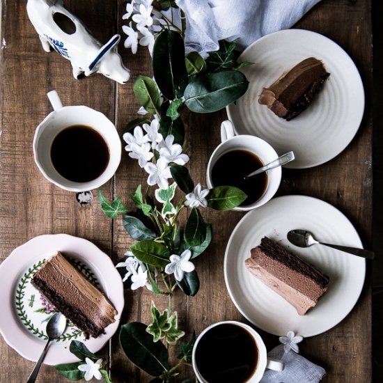 Triple Layer Chocolate Mousse Cake