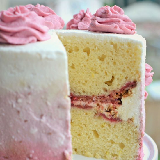 Rhubarb Raspberry Crumble Cake