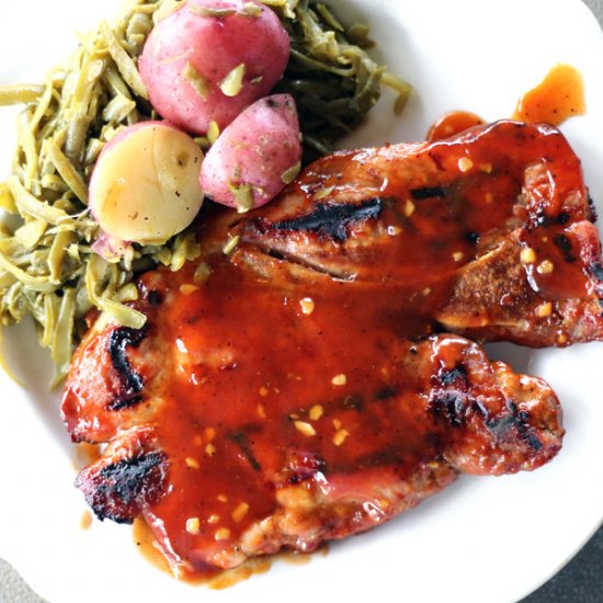 Honey Bourbon Pork Steaks