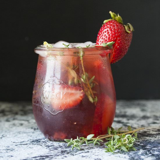 Strawberry Thyme Vodka Spritzer