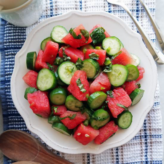 Watermelon Cucumber Jalapeño Salad