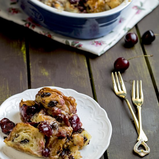 Cherry Croissant Pudding