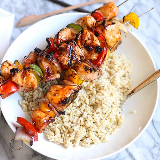 Honey Sriracha Chicken Kabobs