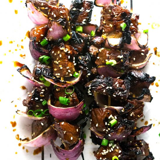 Asian Beef with Garlic Kabobs