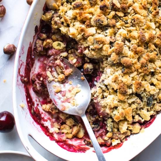 Paleo Cherry Strawberry Crisp