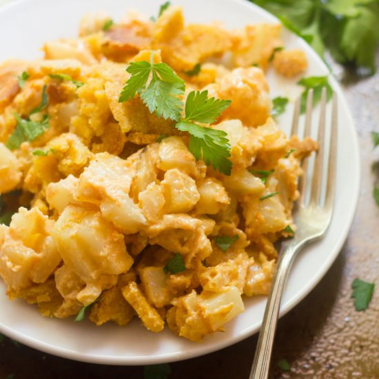 Cheesy Vegan Corn Flake Potatoes