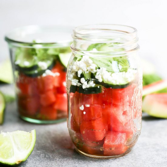 Watermelon Mason Jar Salads