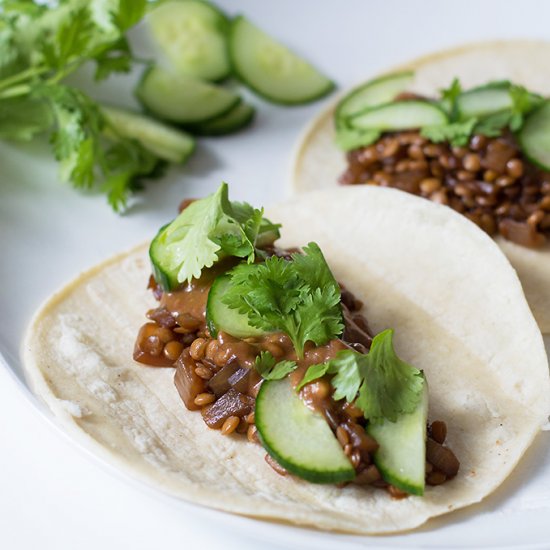 Vegan Hoisin Lentil Tacos