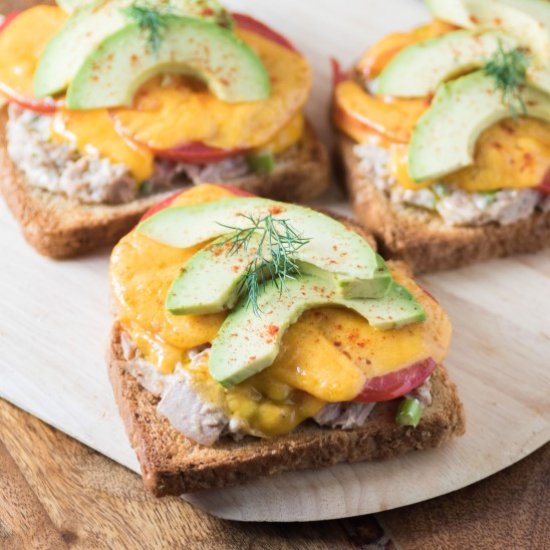 Open-Faced Tuna Melt Sandwich