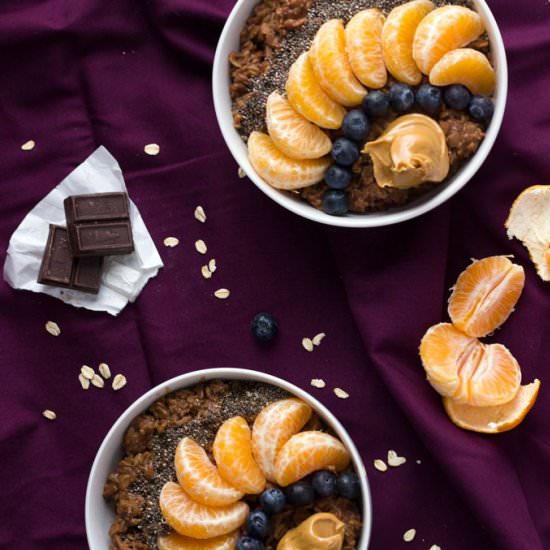 Chocolate Oats with Seasonal Fruit