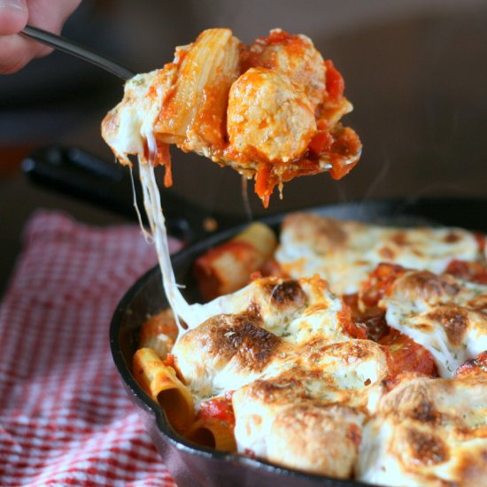 Baked Rigatoni w/ Chicken Meatballs