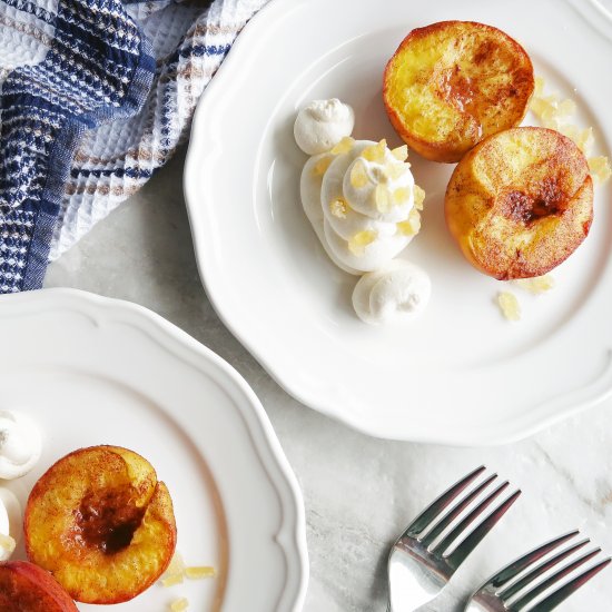 Cinnamon Roasted Peaches with Cream