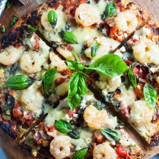 Light & Crispy Garlic Prawn Pizza