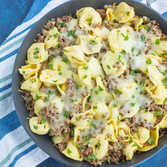 Cheesy Beef Tortellini Skillet