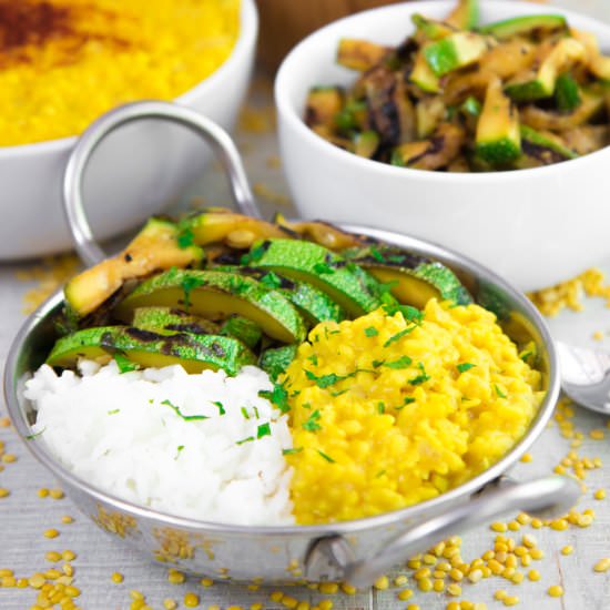 Healthy Yellow Lentil Rice Bowl