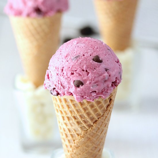 No Churn Black Raspberry Coconut Ice Cream