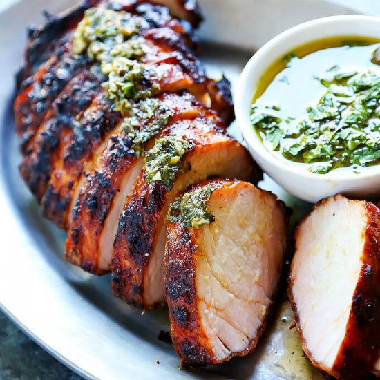 Grilled Pork with Lemon Chimichurri