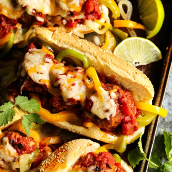 Cheesy Taco Meatball Subs