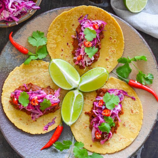 Enchilada Lentil Tacos & Lime Slaw