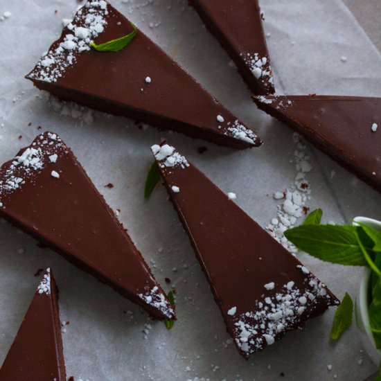 Chocolate Mint Fudge Brownie Tart