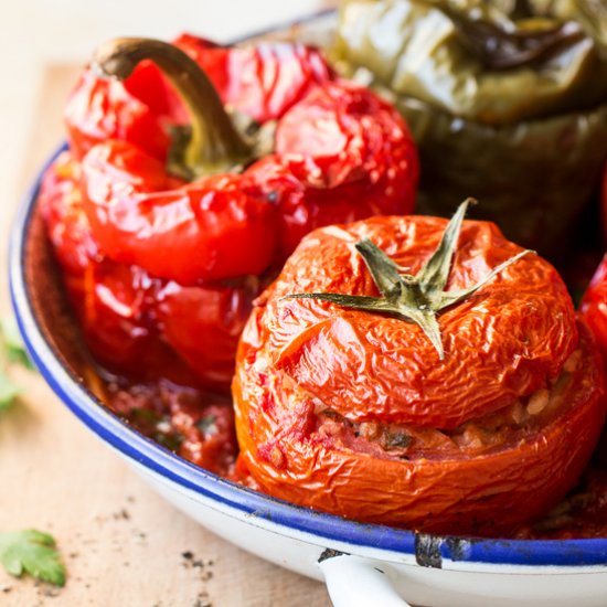 Yemista stuffed peppers & tomatoes