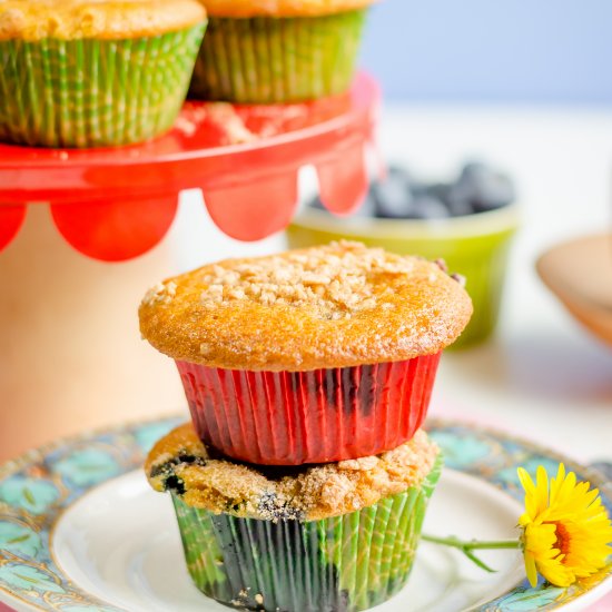 Eggless Blueberry Cinnamon Muffins