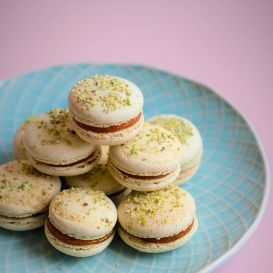 Pistachio and Apricot Macarons