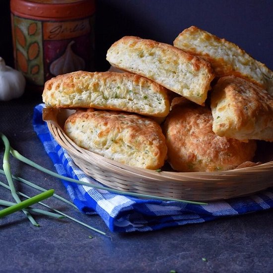 Fluffy Garlic Scape Cheese Biscuits