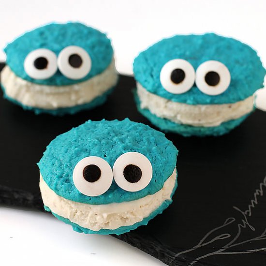 Cookie Monster Ice Cream Sandwiches