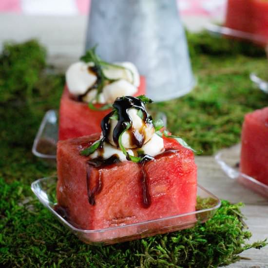 Watermelon Caprese Cups with Balsamic