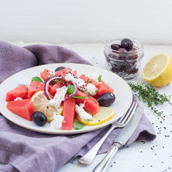 Olive Mozzarella Watermelon Salad