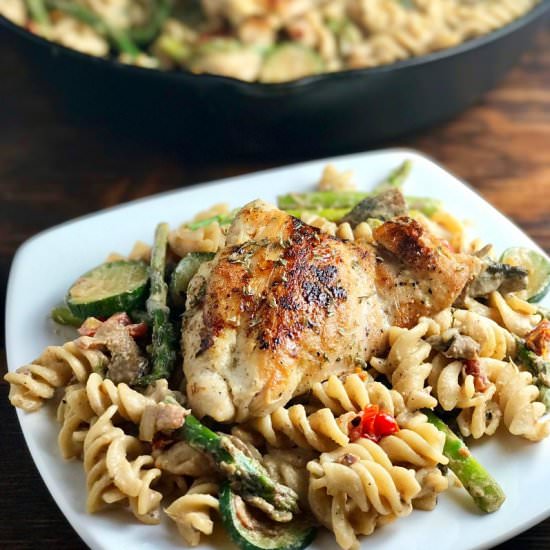 Goat Cheese Veggie Chicken Pasta