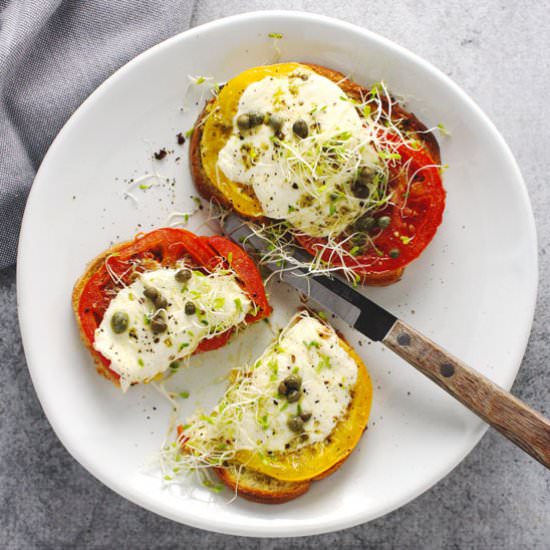 Open Faced Tomato Sandwich