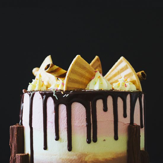 Neapolitan Drip Cake