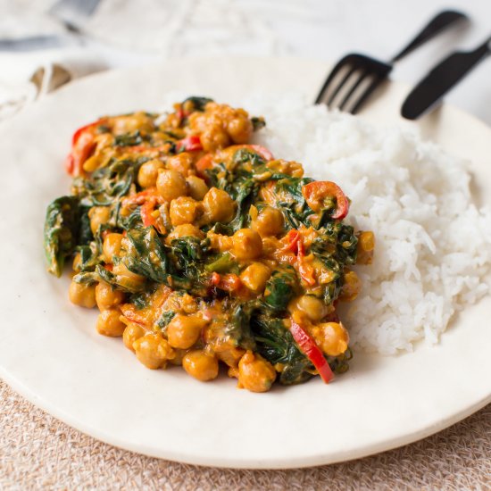 Vegetarian Chickpea Spinach Curry