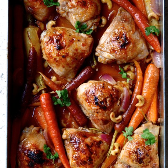 Chinese mandarin chicken tray bake