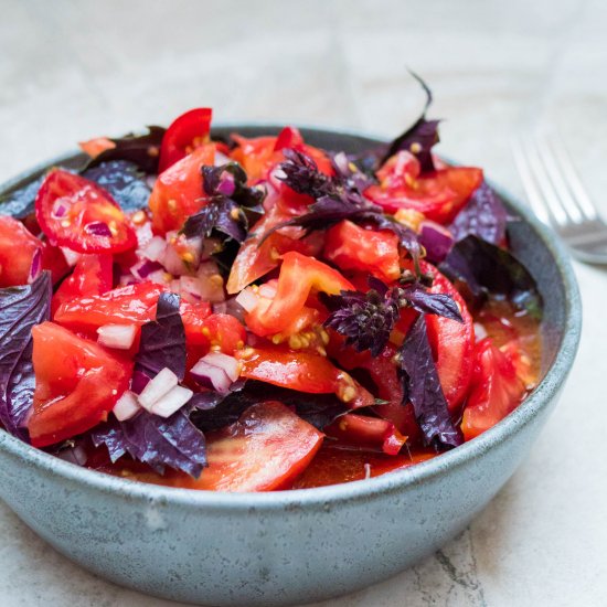 Tomato salad with purple basil