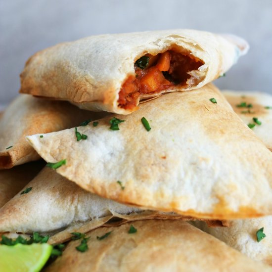 Curried tortilla samosas