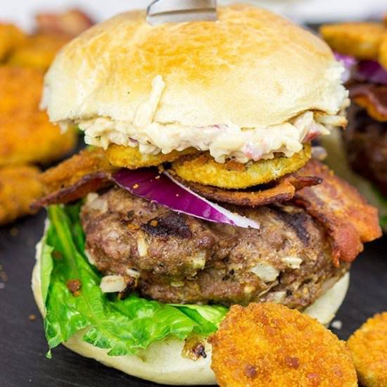 Southern Burger with Fried Pickles