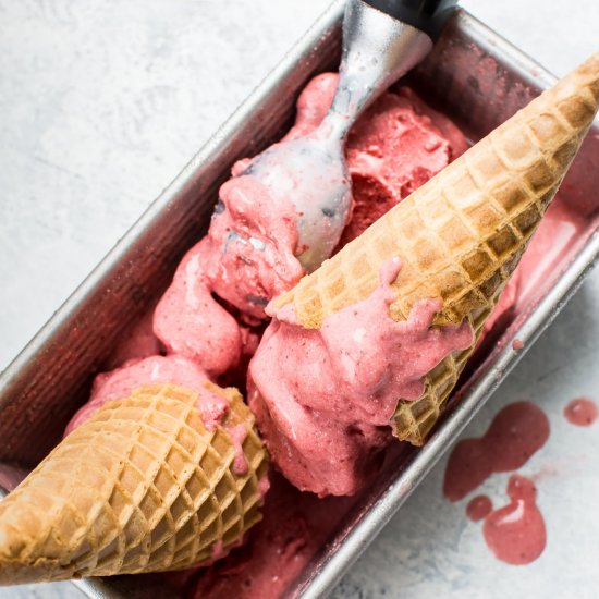 No Churn Vegan Strawberry Ice Cream