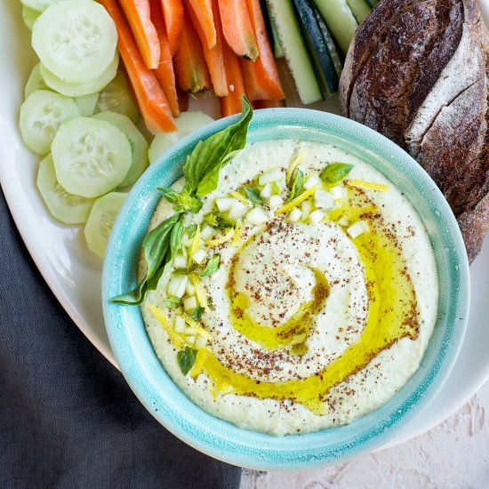 Sprouted Meyer Lemon Basil Hummus