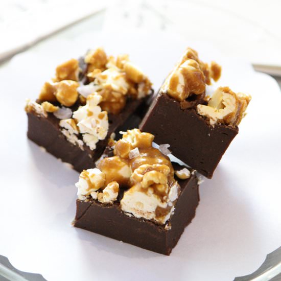 Sea Salt and Caramel Popcorn Fudge