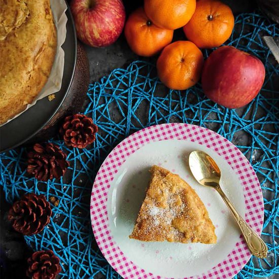 Eggless Wheat Apple Cake